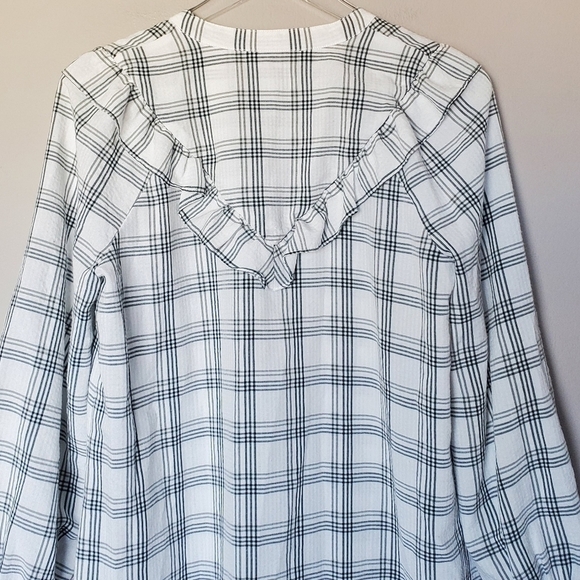 Madewell Plaid Ruffle-Yoke Shirtdress Windowpane NWOT - Picture 9 of 12